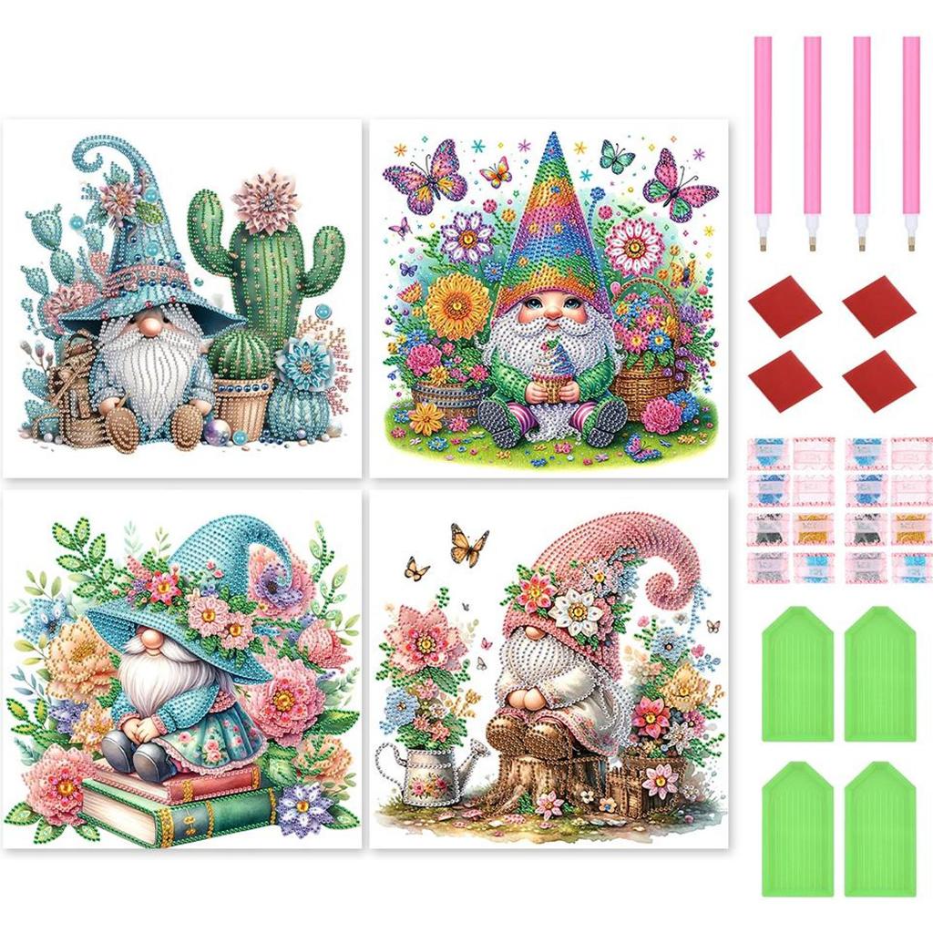 4pcs 5D DIY Partial Special Shaped Drill Diamond Painting Cartoon Decor 30x30cm
