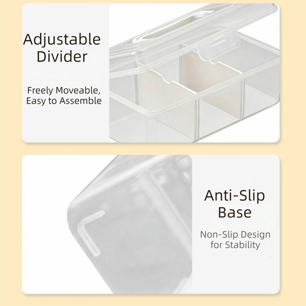 Plastic Tea Bag Storage Box Sealed Dust-proof Tea Bag Holder with Removable Dividers Large Capacity Card Storage Box Office