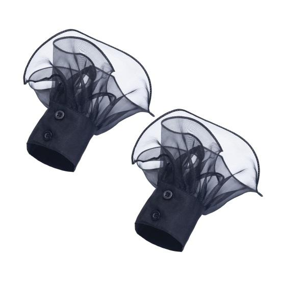 Formal Dress Sleeve Trims Detachable Ruffled Cuffs for Women, Elastic Layered Tulle Fake Cuffs, Decorative Fashionable Arm Extensions Wrist