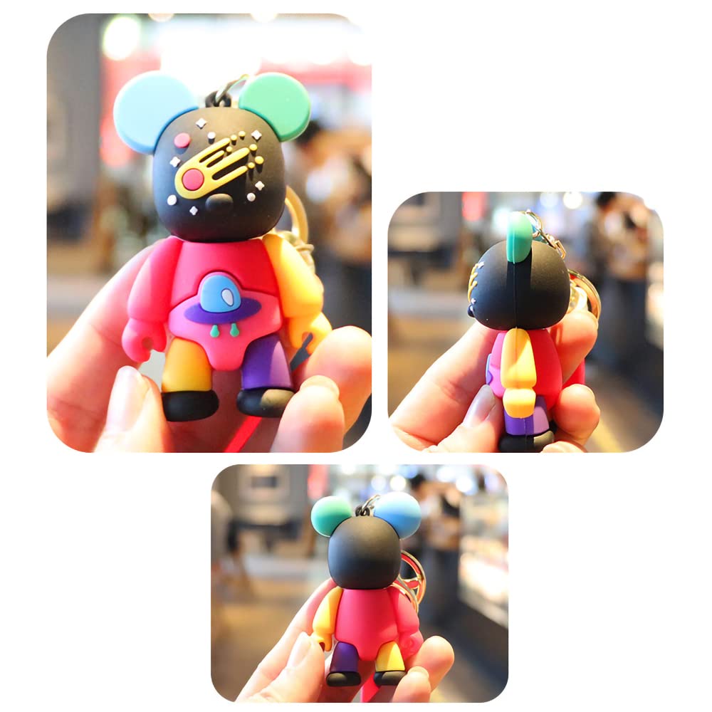 AOOMO Space Bear Bag Charm, Cute Rabbit Silicone Fashion Key Ring with Carabiner, Ink Green (Black)