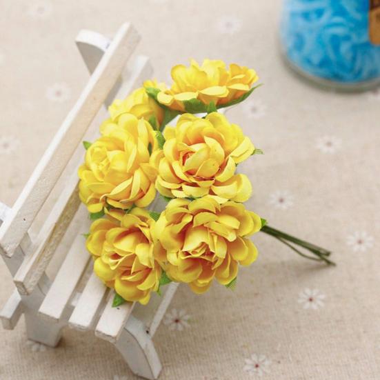 6 Piezas Flores Artificiales de Seda Ramo Floral de Boda Fiesta Decoración del Hogar