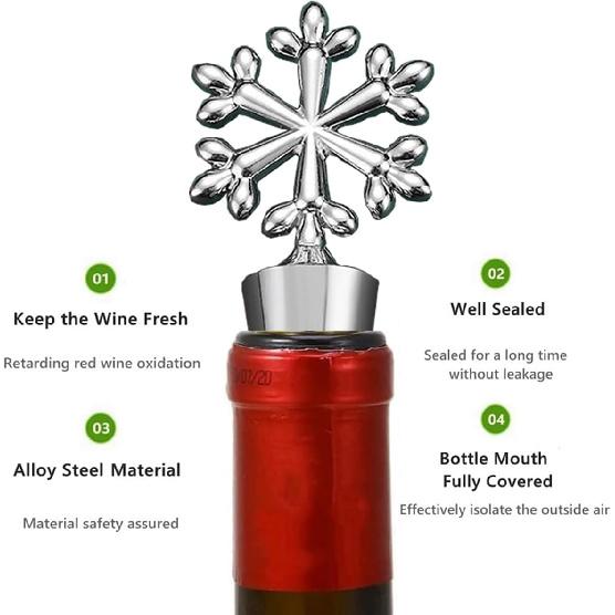 6pcs Wine Bottle Stoppers, Christmas Decorative Wine Stoppers set, Individual Package Reusable Alloy Wine Stopper Suitable for Christmas Party,