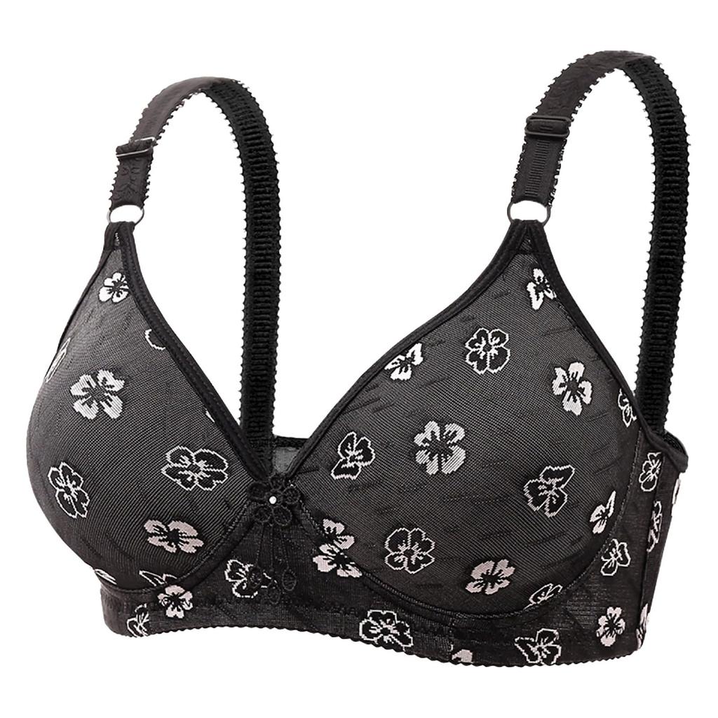 Sutien Brodat Floral Fără Fir Curele Reglabile Material Moale Design Respirabil Potrivire Confortabilă Purtare Zilnică Suport