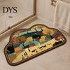 Light Luxury Home Decor Rug Retro Floral Bath Mat, Non-slip Super Absorbent Bathroom Rug, Diatomaceous Earth Quick-drying for Front Door Washable Sink