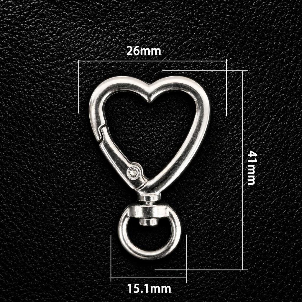Versatile White Heart Zinc Alloy Keychain Connector with Irregular Shape and Spring Clasp