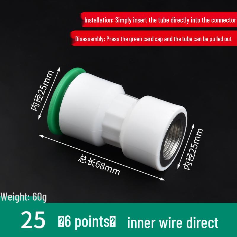מחבר מהיר לצינור מים PPR - תקע ישיר 20/25 PE למים קרים/חמים (אין צורך בריתוך חם)