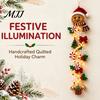Warm Glowing Christmas Wall Decorations Door Hanger, Quilted Fabric Santa Snowman Tree Gingerbread Hanging Outdoor Porch Decoration for Holidays Light