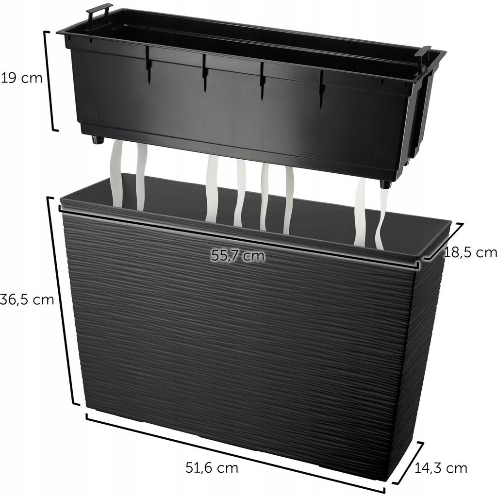 KADAX Flowerpot Flowerpot + Insert Garden Flowerpot Tall Terrace 19x56cm