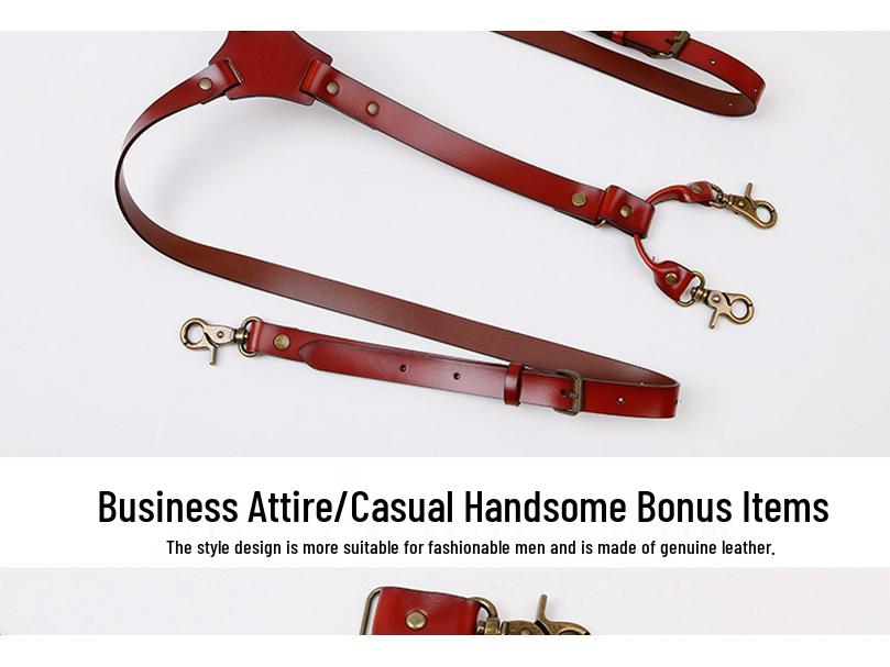 Bretelă de piele de vacă strat superior pentru bărbați cu cataramă cu cârlig anti-cădere