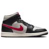 New Jordan 1 Mid Black College Grey Gym Red Women's BQ6472-060