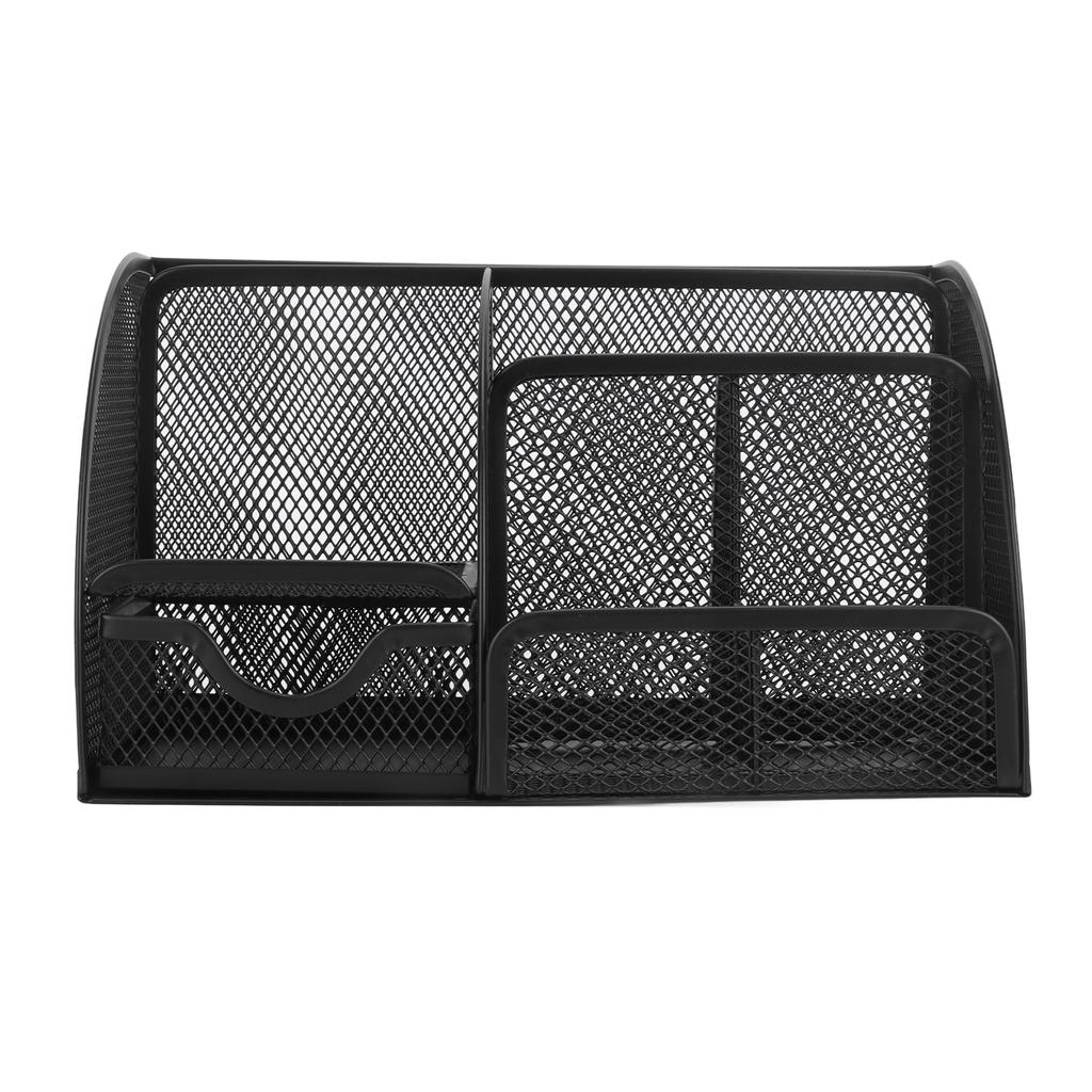 Suport de birou din plasă cu 7 compartimente, multifuncțional, negru, pentru acasă, robust, pentru birou