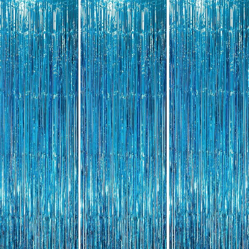 3 Pack 3.3x8.2 Feet Gold Foil Fringe Backdrop Curtains, Tinsel Streamers, Fringe Backdrop for 2025 New Years Eve, Graduation, Birthday, Baby Shower,