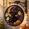 Energieeinsparung Hof Hängende Dekoration Solarbetrieben Halloween Licht, Schädel Hexe Schwarze Katze Friedhof Zombie Design LED Licht Wasserdicht Veranda Ornamente
