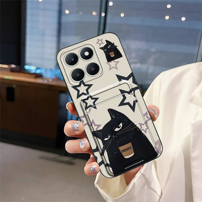 Ochronne etui na telefon z kieszonką na karty Dla Honor X6a/X6a Plus Przeciwpyłowe Wstrząsoodporne Graffiti Odporne na uderzenia Trwałe Odporne na zabrudzenia