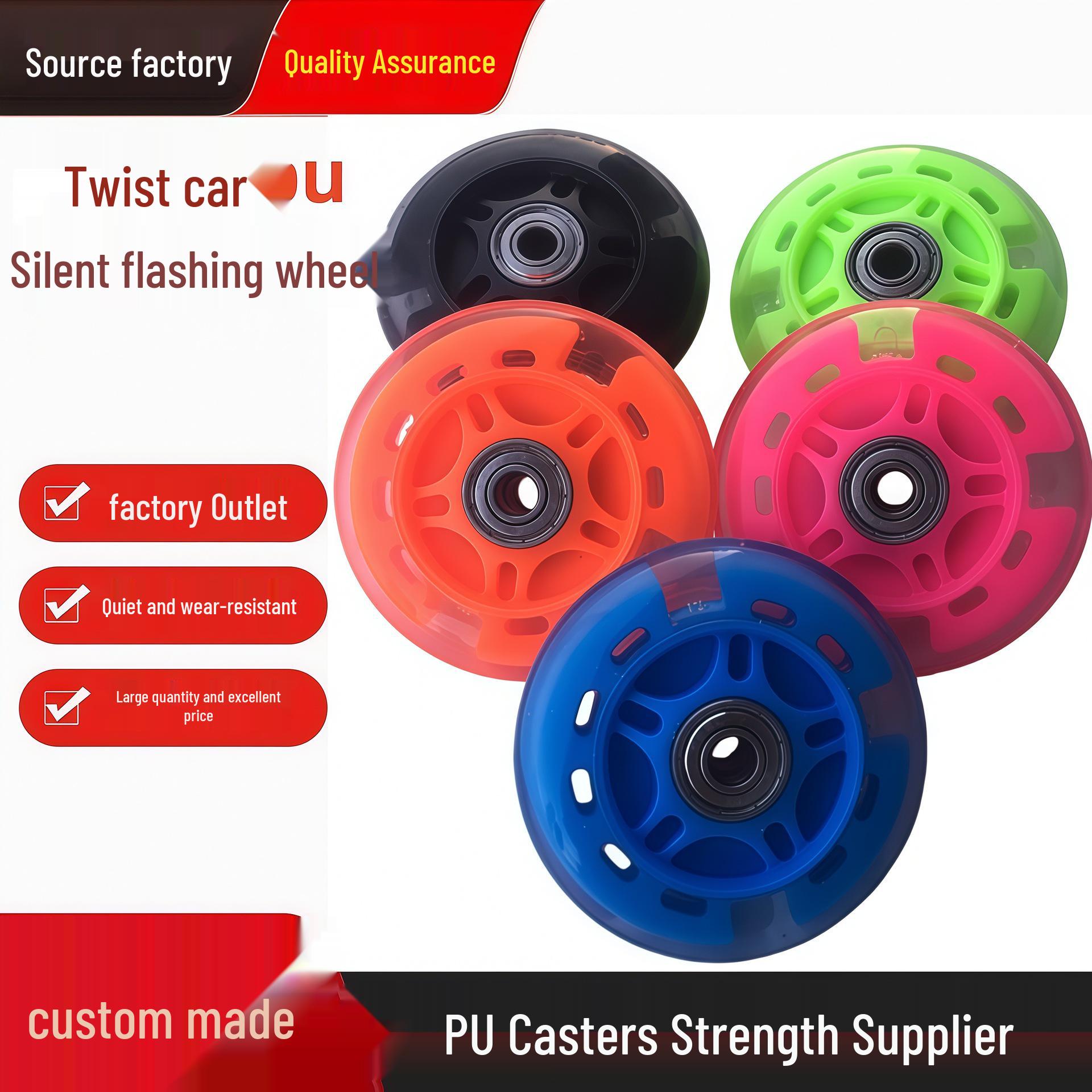 Children s Wiggle Car with PU Flashing Silent Wheels - Front and Rear Accessories 80*24 PU Flashing Wheel оранжевый