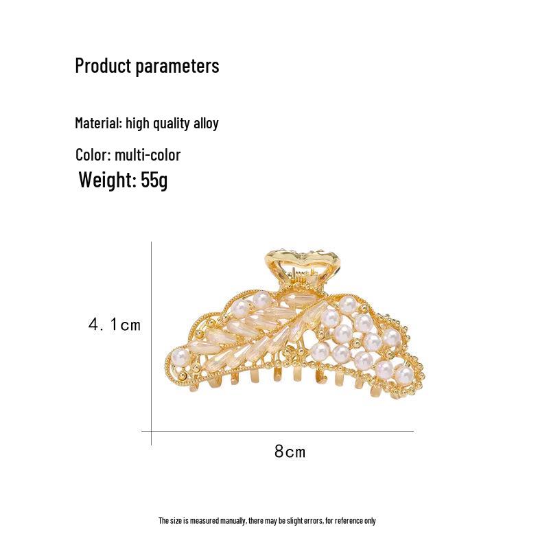 Korean Pearl Metal Hair Claw Clip for Mature Styles