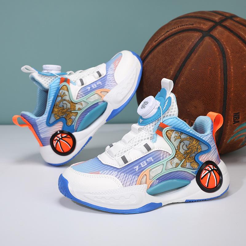 Children's Basketball Shoes Friction Sound Summer Mesh Breathable New Boys and Girls Sports Shoes Wear-resistant Non-slip Actual Combat