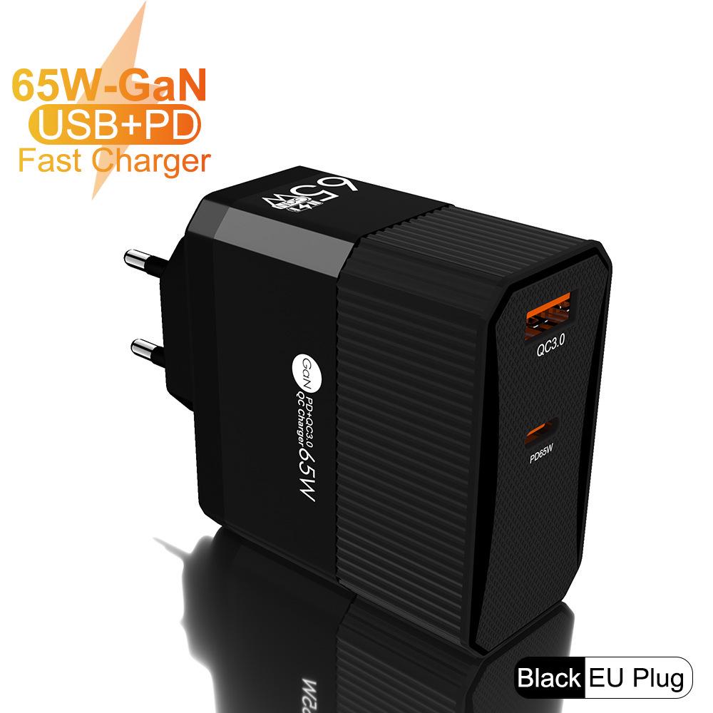 Chargeur Rapide GaN 65W QC3.0 pour Téléphones & Tablettes, Norme UE