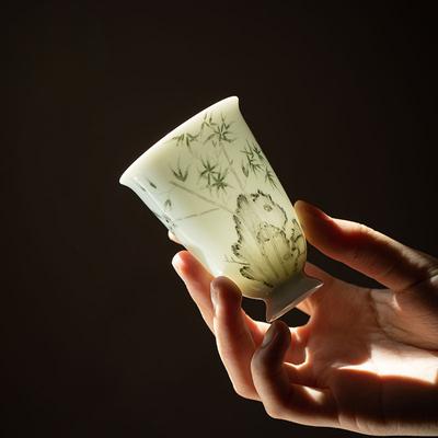 Tazza da tè Ceramica Bianco Colore soprasmalto Figura Dipinto a mano Pittura a inchiostro Nuovo Cinese Da tavolo Ufficio Decorazione per riunioni Regalo 1 pz