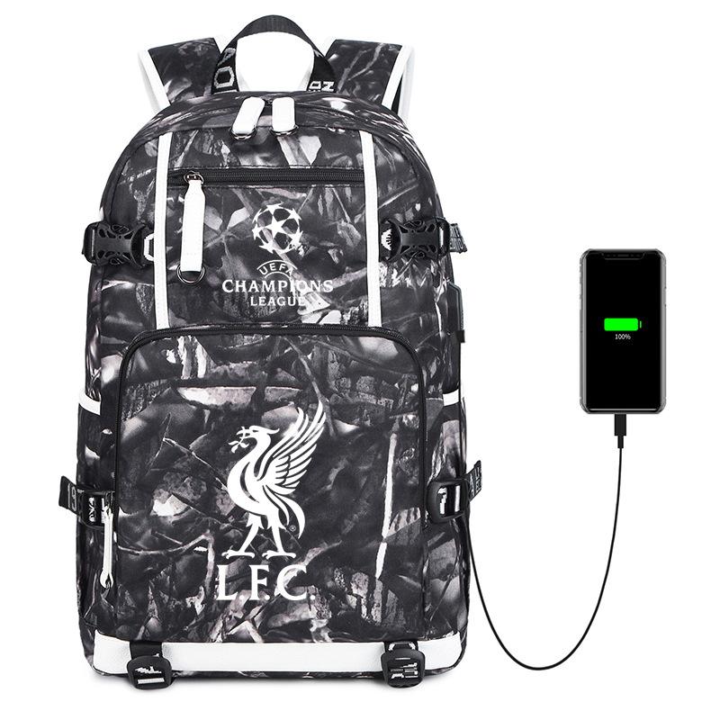 Football Printed Student Backpack Multifunctional Usb Interface Large Capacity Leisure Travel Backpack