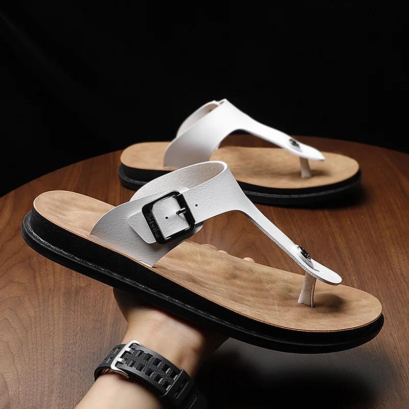 Fashion New Design Men's Sandals Summer Anti Slip Beach Shoes Handmade Male Slippers New Flip-flops Casual Outwear Men Half Drag Sandals