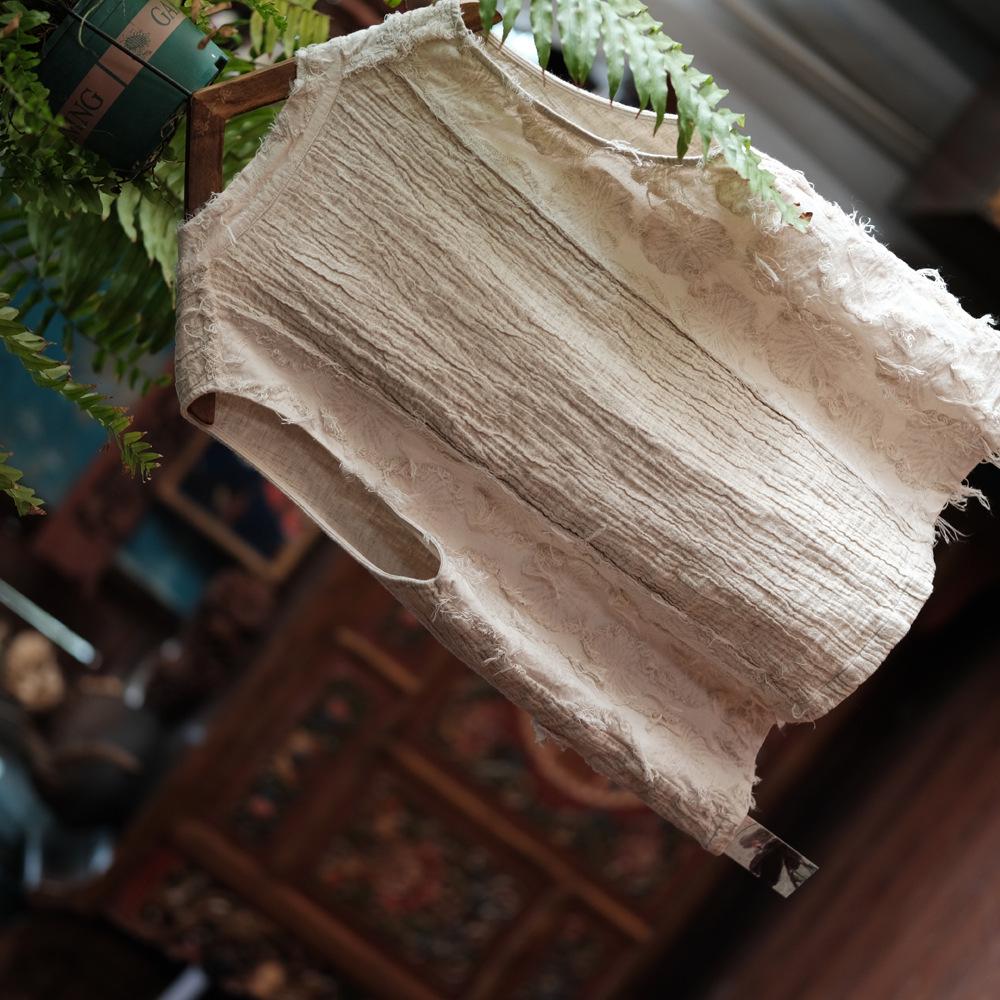Alte Hanf-Weste mit Schlammflicken - Hemd im künstlerischen chinesischen Stil