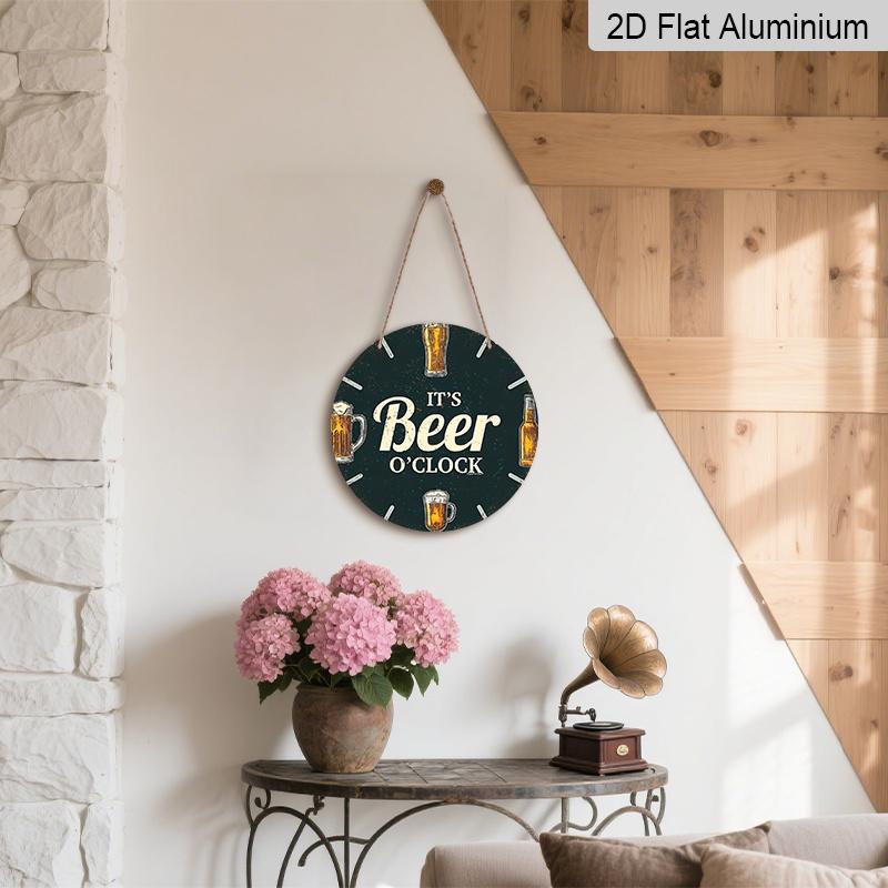 2D Flat Aluminum 7.87 Inch X 7.87 Inch Vintage Beer-style Wall Hanging. Suitable for Living Rooms, Kitchens, Bars, Clubs, Porches, Indoor and Outdoor