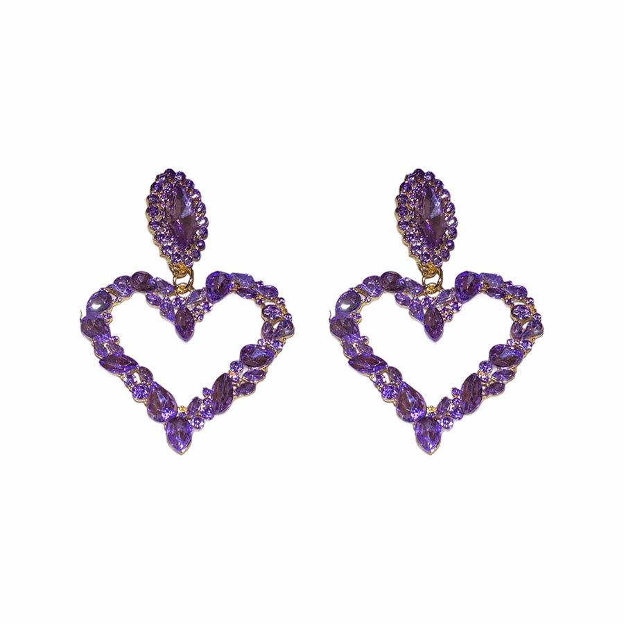 Silver Needle Diamond Geometric Love Hollow Earrings Sweet Cool Spice Girl Personality Earrings Light Luxury Advanced Earrings Women