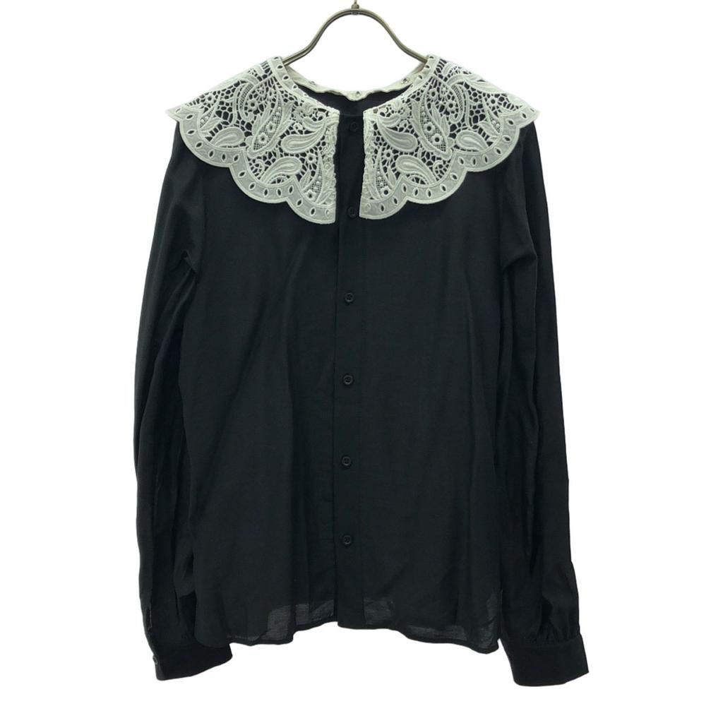 AMERI UNDRESSED Long Sleeve With Lace Collar Shirt F Black Series Blouse Women Used