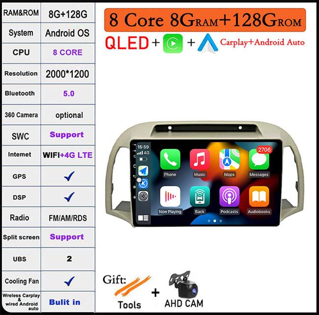 QLED Screen DSP For Nissan March 2002 - 2010 Android 14 Car Radio GPS Multimedia Video Player Stereo Navigation