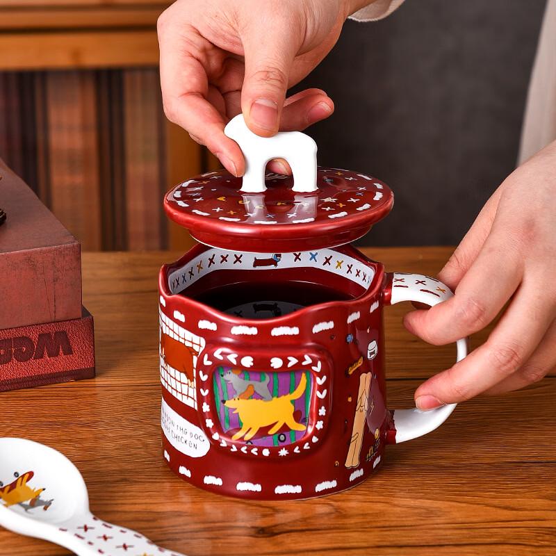 Handun Gallery Cat Ceramic Mug with Spoon