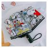 Snoopy Vinyl skládací transparentní automatický vinyl 8znakový deštník, třípatrový deštník, deštník, vinyl, otevřít/zavřít, deštník, 56 cm, žebra,