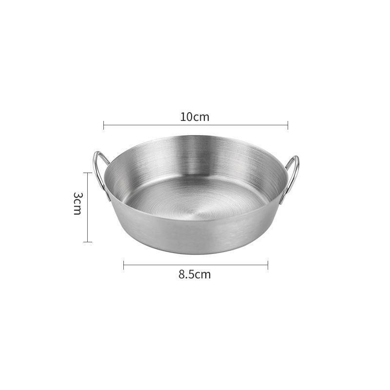 Korean Thicken 304 Steel Snack Plate Dish with Double Handle Multifunctional Sauce Bowl Fruit Dining Plate Kitchen Tableware Tools