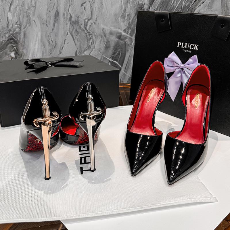 Genuine Red Bottom Leather Stiletto Heels - Comfortable, Printed Design
