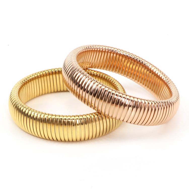 Trendy Slip-on Jewelry Texture Flex Bracelet Bangle Stainless Steel Elastic Snake Chain Stretch Bracelets