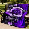 1pc Purple Rose Outdoor Blanket - Lightweight Flannel Throw For Travel, Camping, Gifts For Family Or Friends Yy251114259