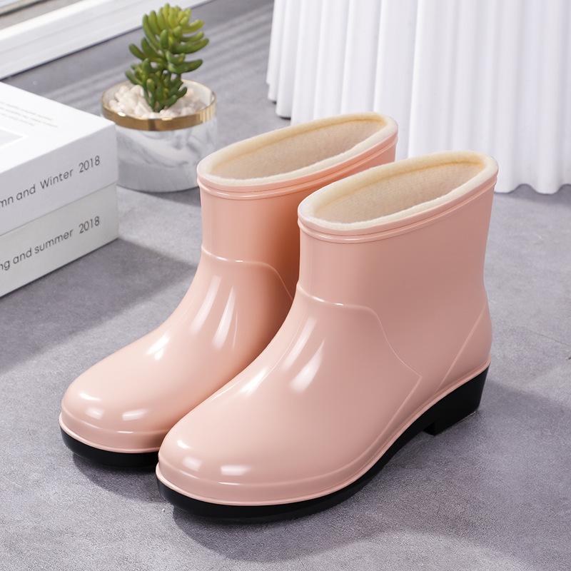 Damen Rutschfeste Samtige Regenstiefel - Niedrigschaft, Verdickte Sohle für Outdoor-Einsatz, Kostenloser Versand