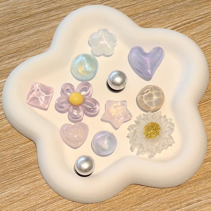 Set Fashion Gemstone Crystal Colorful Powder Shoe Charms Pearl Flower Shoe Decorations DIY Detachable Shoes Accessories 1 Set