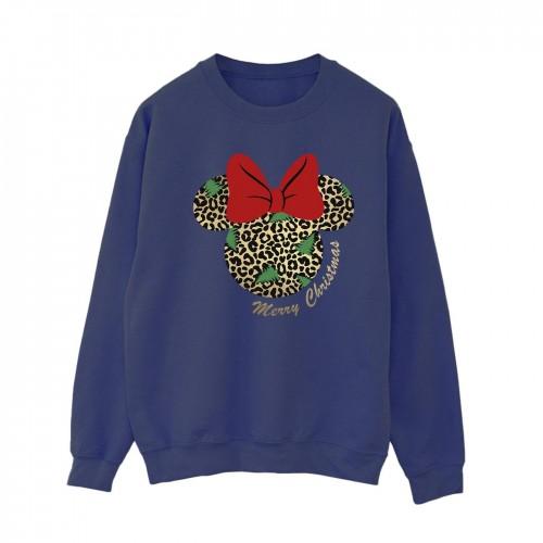 Disney Moletom feminino/feminino Minnie Mouse Leopard Christmas XXL branco