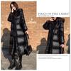 Women's Black Shiny Long Down Cotton Coat, Korean Style Thermal Insulated Slim Fit Winter Jacket, Instagram Trendy Plus Size Parka for Cold Weather
