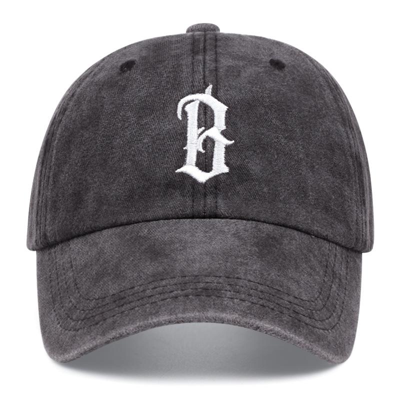 Korean style simple D letter embroidery washed denim baseball cap for women ins fashion versatile trendy brand peaked cap
