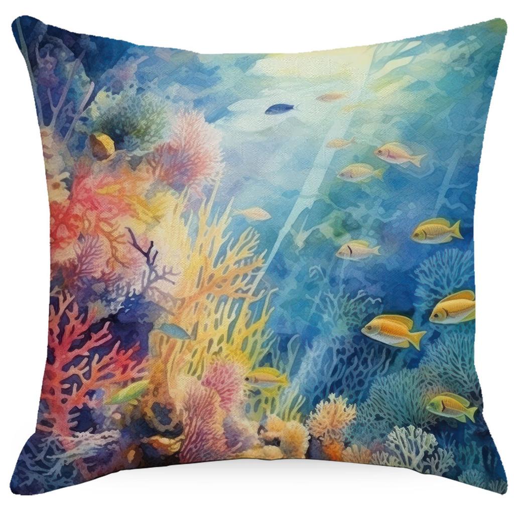 Colorful Marine Life Shell Pillowcase Summer Holiday Beach Hotel Decorative Cushion Cover