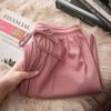 Pantaloni Larghi Estivi da Donna a Vita Alta in Seta Ghiacciata - Modellanti, Drappeggiati, Casual da Studentessa, Vestibilità Larga, Gamba Dritta Stretta.