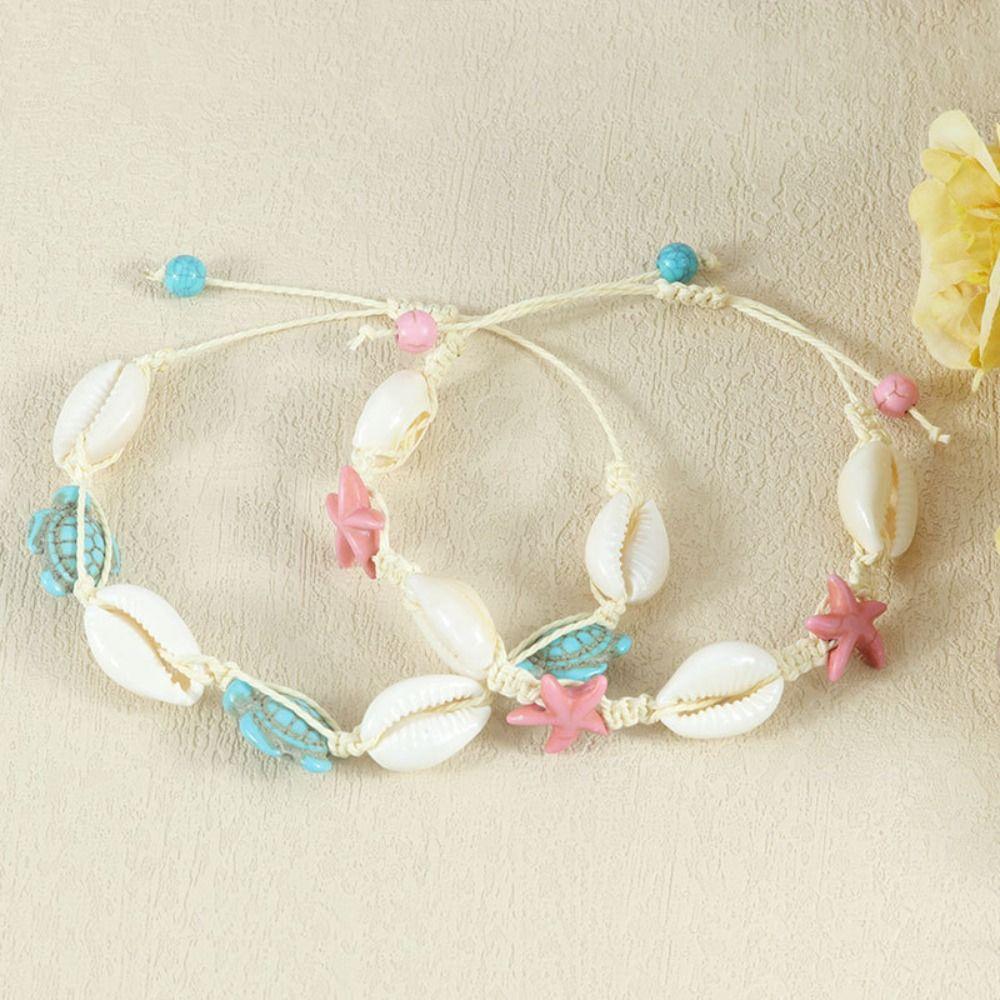Sea Series Starfish Beaded Bracelet Jewelry Shell Beaded Handstring Turtle Woven Bracelet  Couple