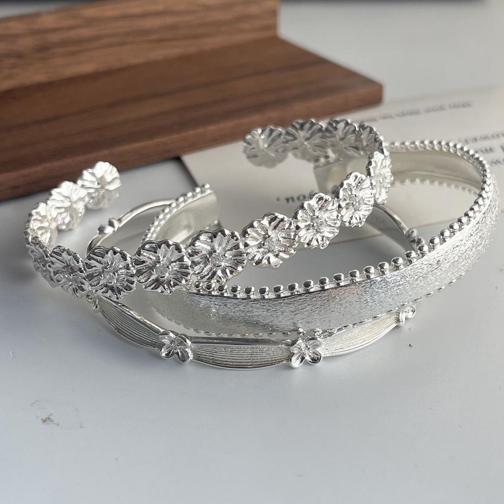Xiaomi 100% Solid 925 Sterling Silver Retro Bracelet for Women Men Vintage Handmade Flower Shape Bracelet Birthday Gift