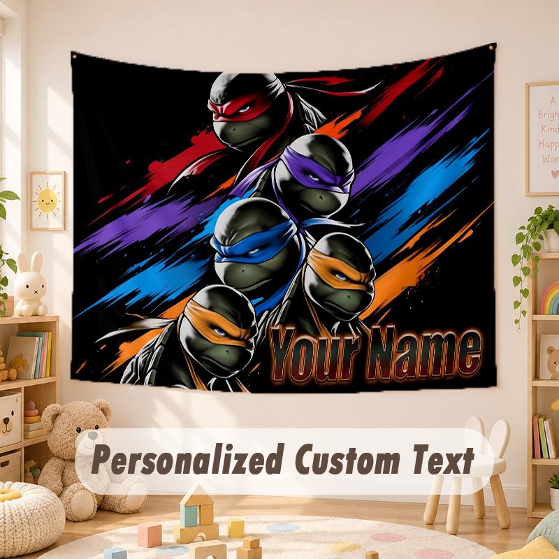 Custom Name Text Tapestry,Teenage Mutant Ninja Turtles Boho Wall Hanging, Decorative Backdrop Tapestry For Room