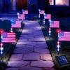 New In Stock 1-to-8 Solar Powered Ground Stake Lights US Independence Day Outdoor Garden Five-Pointed Star Flag Lights