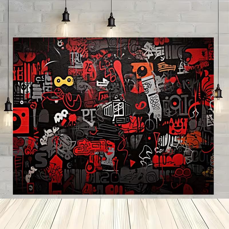 2D Abstract Street Graffiti Backdrop Hip Hop Photo Studio Background 47.2x31.5inch/120*80cm