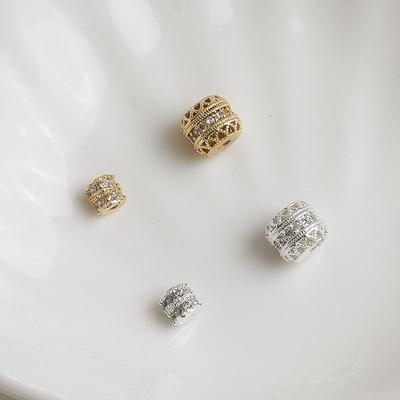 14K Gold-filled Zircon Spacer Barrel Beads, Double-layer Crystal Beading Materials for DIY Jewelry.