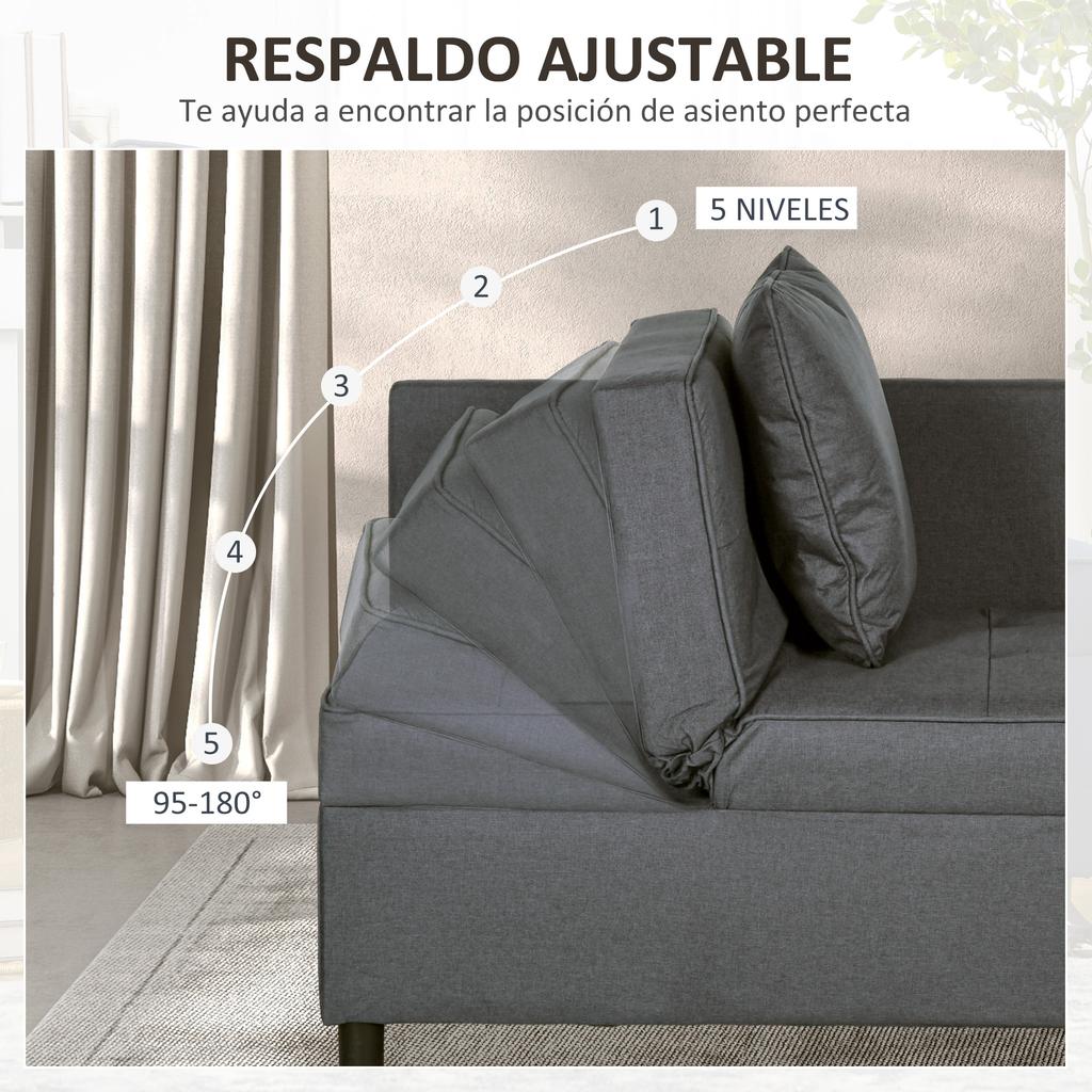 Divano letto a 1 posto con schienale regolabile Poltrona letto singola con cuscini per camera da letto appartamento Grigio